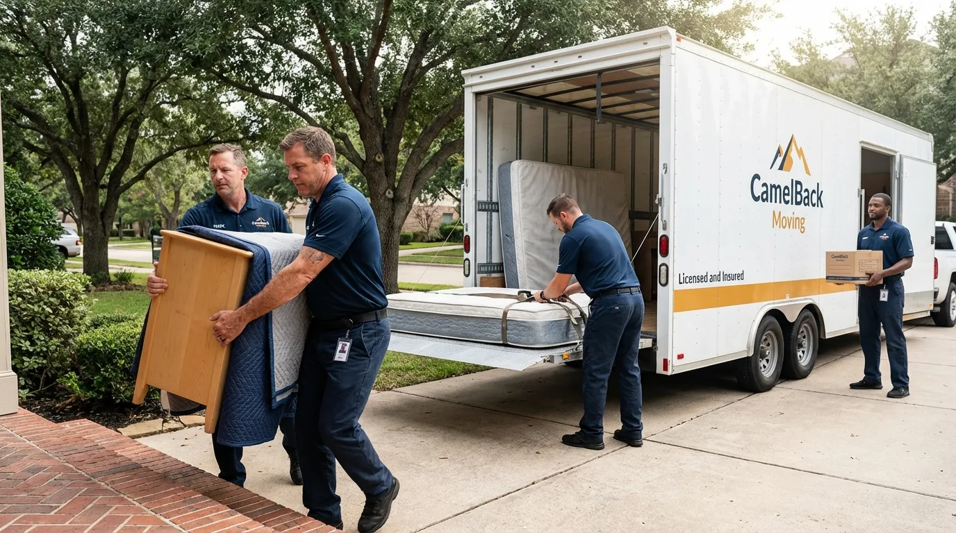 Crew loading residential truck for cross-state move from Maryland Heights, MO