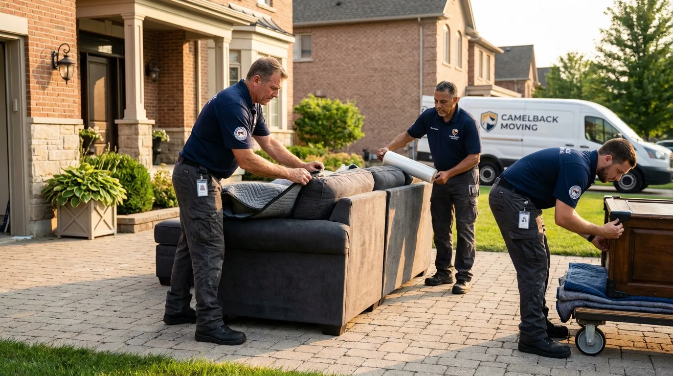 Large estate moving crew wrapping furniture in Maryland Heights, MO