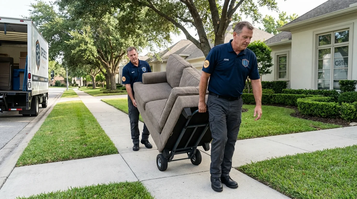 Local residential moving crew loading furniture in Maryland Heights, MO