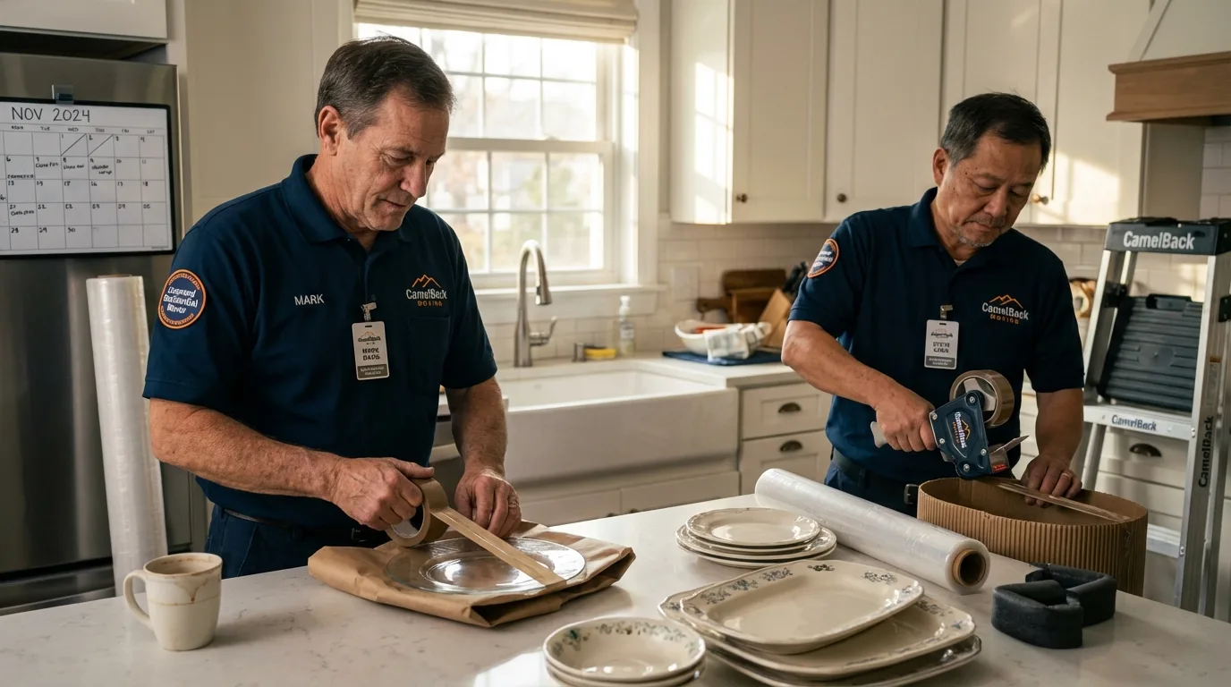 Professional crew packing kitchen dishware in Maryland Heights, MO